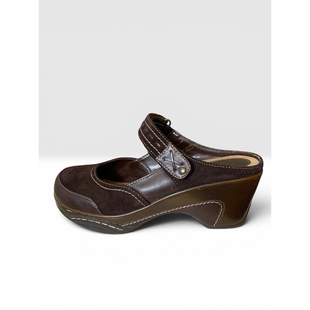 Bass Memphis Clogs  Y2K  Womens 8M  Brown Leather Mary Jane Chunky Heel Mules - Picture 2 of 10